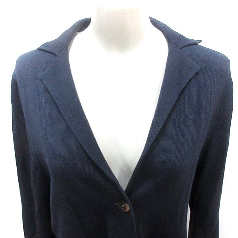 【新品】Aquascutum カーディガン 紺色 ロゴ刻印ボタン L AR51 LINE CARDIGAN