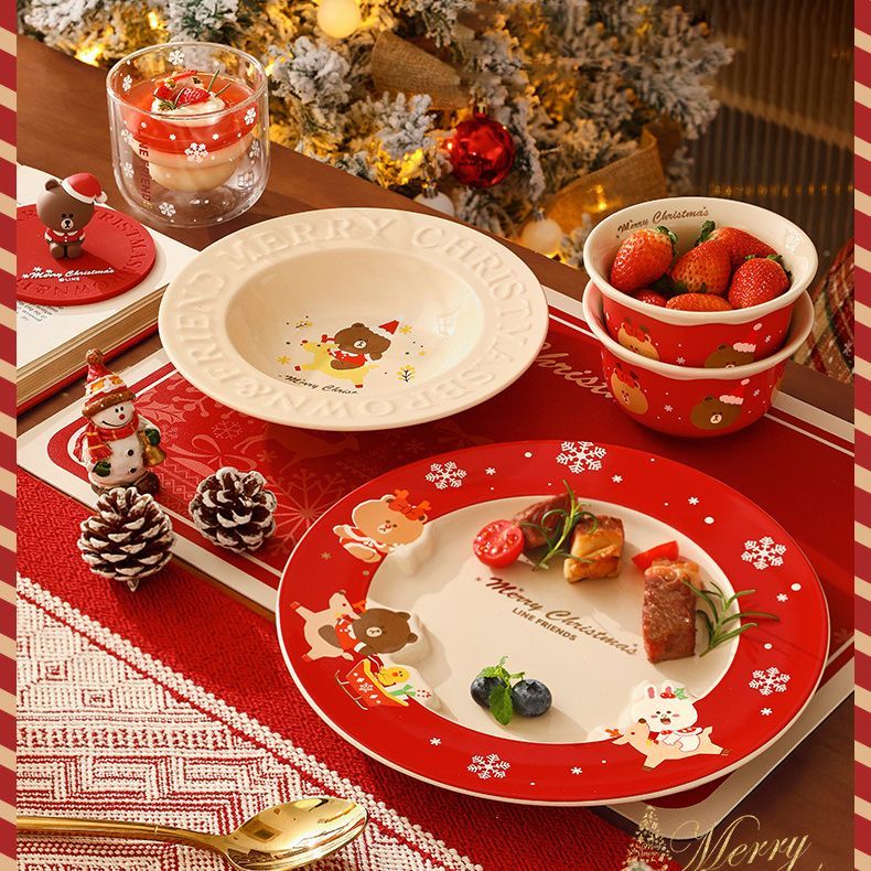 LINE FRIENDS クリスマス 限定グッズ 食器7点セット大中皿小鉢グラス クリスマス食器セット 5点入り LINE FRIENDS 正規品 - メルカリ