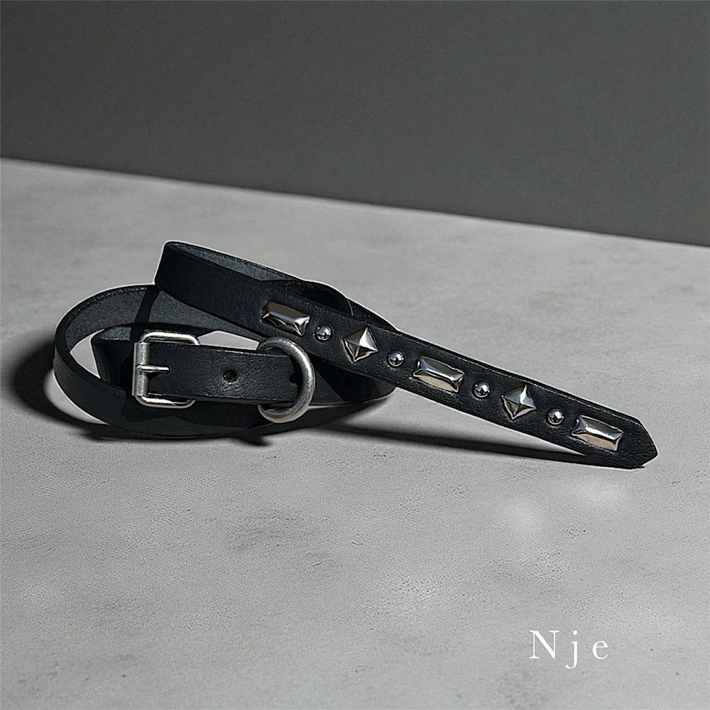 ナローベルト スタッズベルト 栃木レザーベルト 【Nje-bt19-9RBP】made