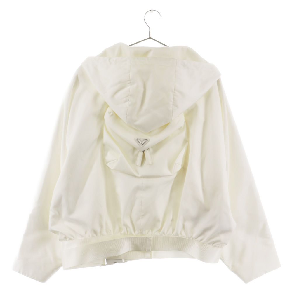 PRADA - PRADA プラダ RENYLON リナイロンギャバジン フード付きブルゾンジャケット ホワイト レディース 291943 PRADA (プラダ) RENYLON リナイロンギャバジン フード付き