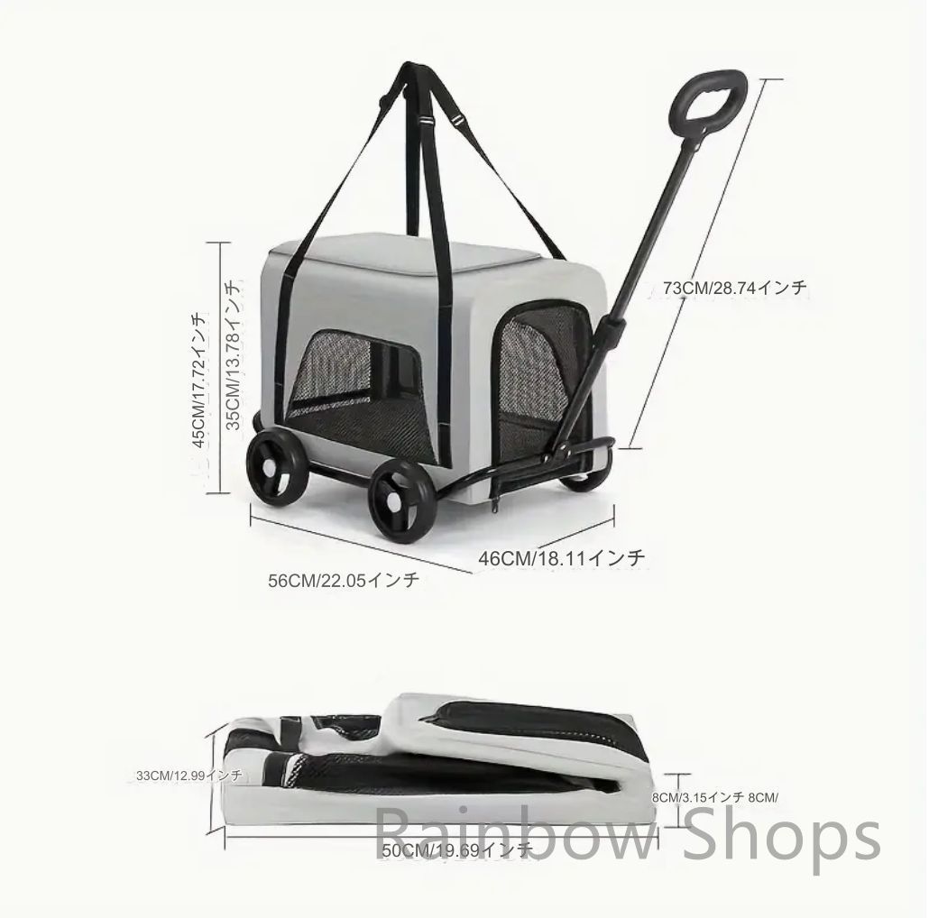 ペットカート キャスター付き ペットキャリー ショルダーバッグ 窓付き 折りたたみ メッシュ 通気性 軽量 コンパクト 4輪 ブラック ピンク グレー ペット用品 犬 猫 犬用 猫用 小型犬 中型犬