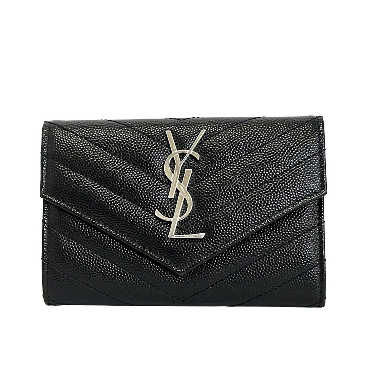 SAINT LAURENT PARIS サンローランパリ カードケース - 414404 黒 シルバー金具 レザー
