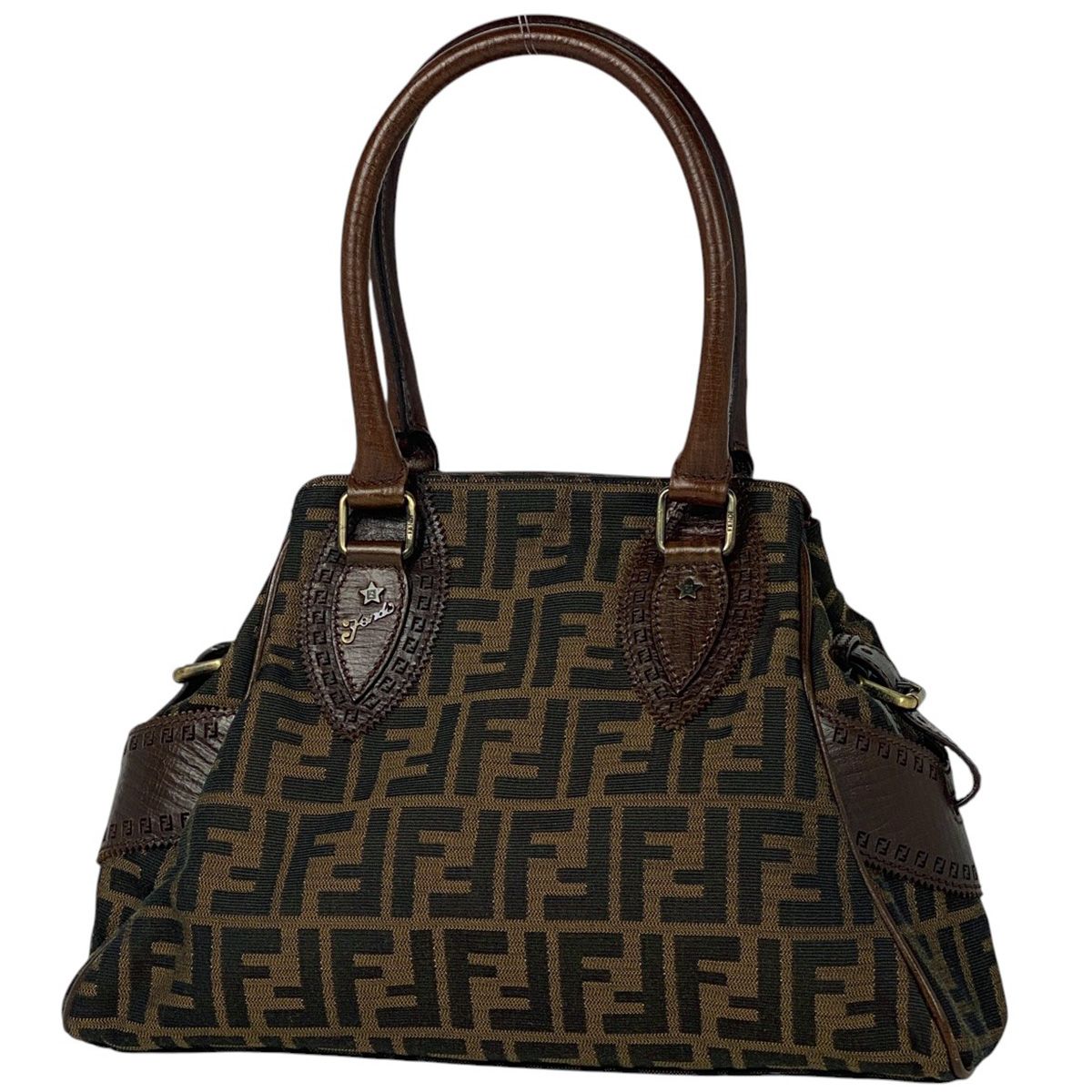 フェンディ FENDI エトニコ ハンドバッグ ズッカ柄 トート トートバッグ キャンバス ブラウン 8BN157 レディース