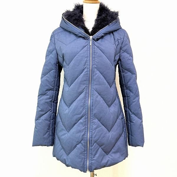 #wnc レリアン Leilian ダウンコート 9 水色系 フェザー ジップアップ フード カシミヤ使い ライナー付き レディース [930688]