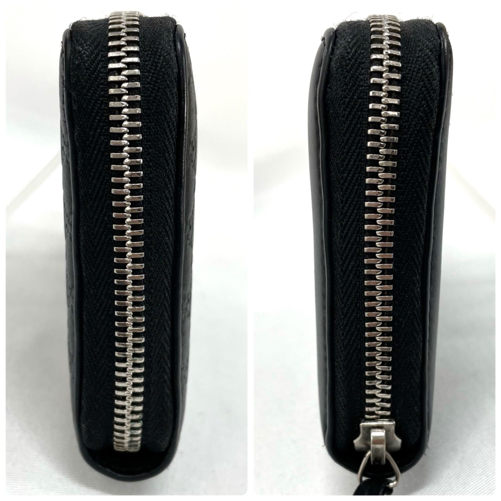 GUCCI(グッチ) 長財布 マイクログッチシマ 307993 黒×グリーン ラウンドファスナー レザー GUCCI(グッチ) / 長財布/レザー/BLK/ミストラル/マイクログッチシマ
