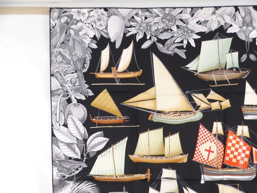 【最終値下げ 5/28日 01：59まで】■未使用■　エルメス カレ 90 Tous Les Bateaux du Monde 世界の帆船 スカーフ 【A66022】箱