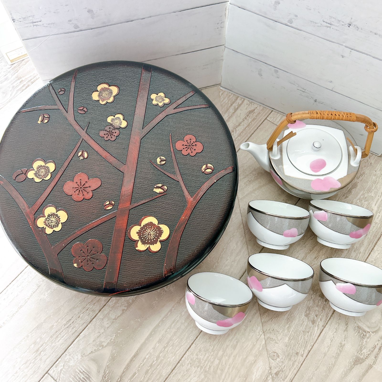 取り込み 急須 湯呑 5 まとめセット 乃りたけ 漆器 茶びつ 茶道具 ノリタケ noritake