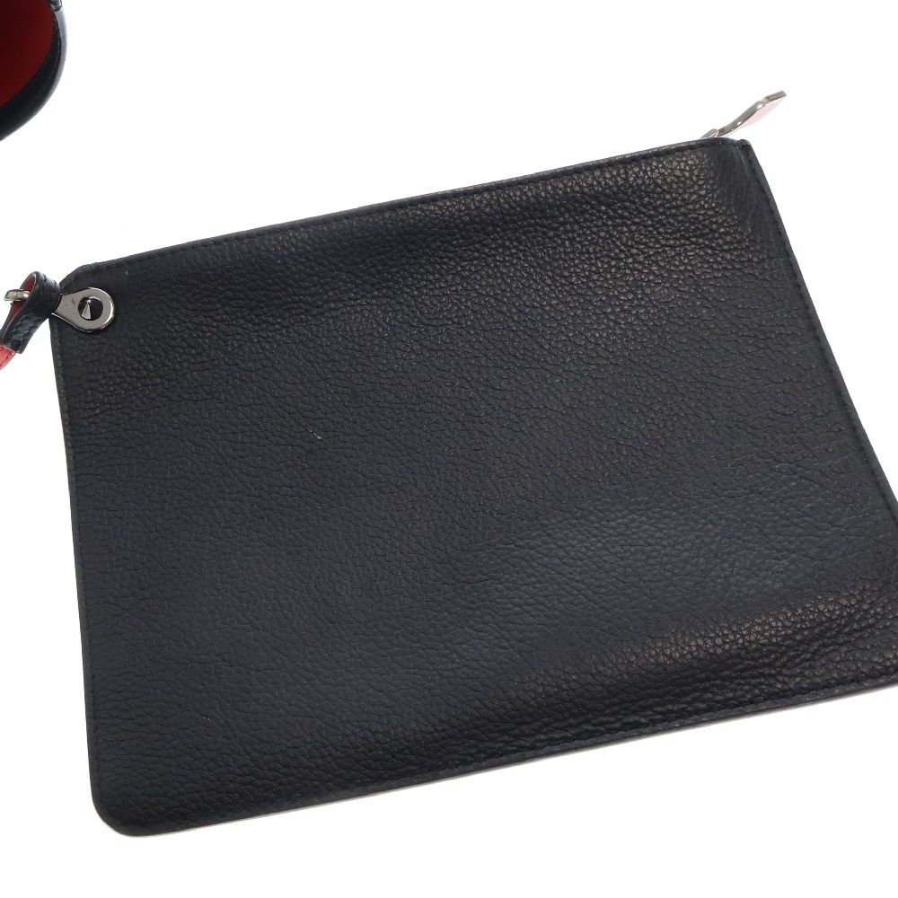 A4可 美品 ルブタン レザー トートバッグ カバタ スパイク スタッズ 黒 CHRISTIAN LOUBOUTIN (クリスチャンルブタン) カバタ スパイク