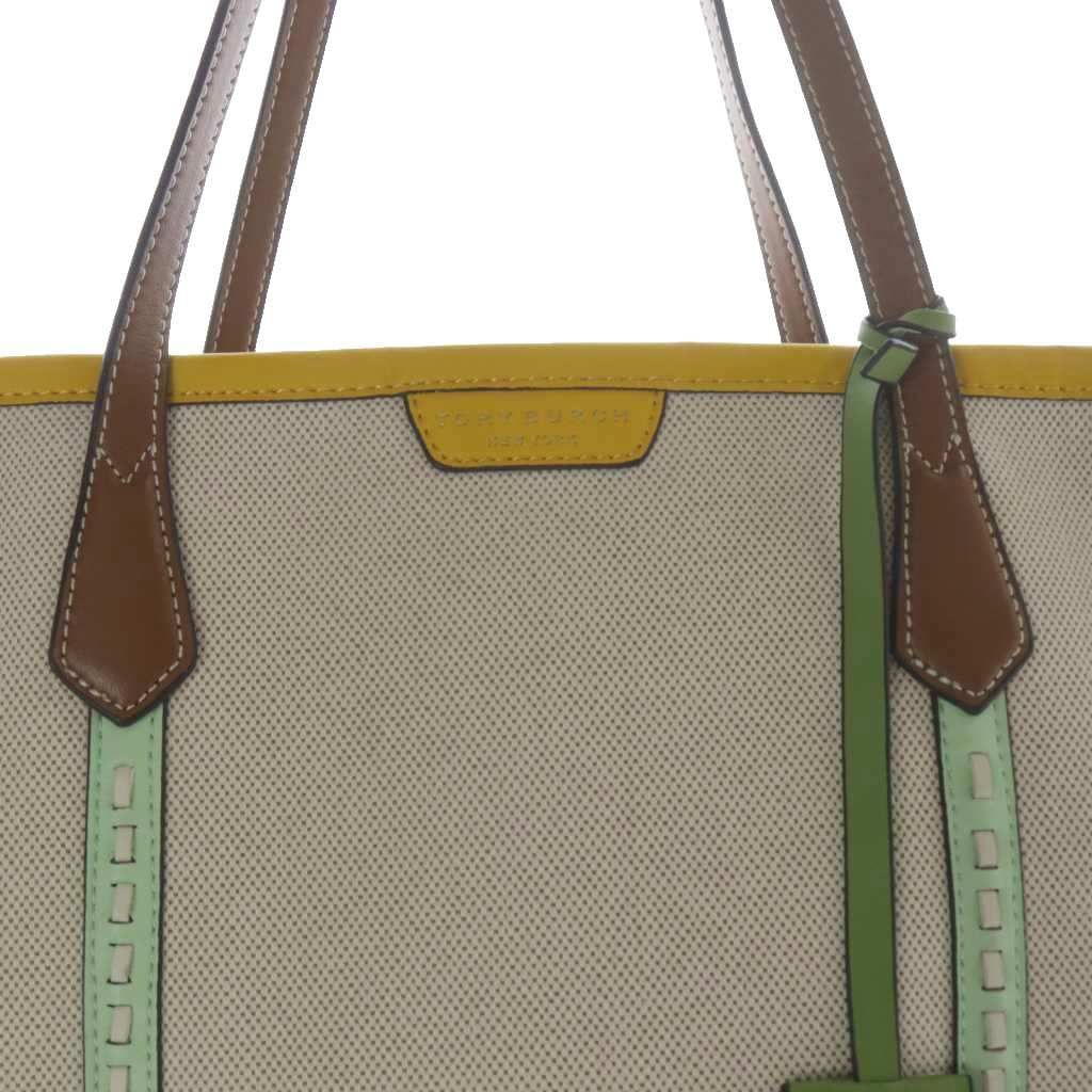 高品質で。 トリーバーチ TORY BURCH キャンバス トートバッグ ハンドバッグ ロゴ ベージュ