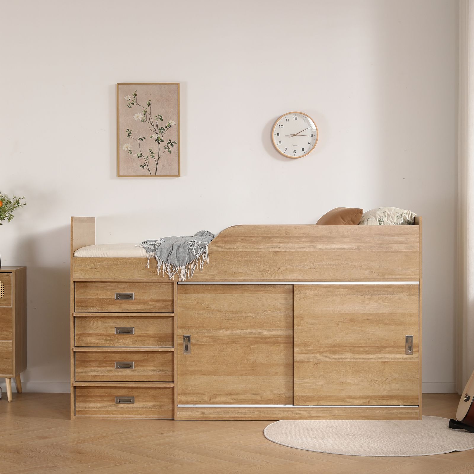 限定セール ロフトベッド ロータイプ 木製 システムベッド 子供ベッド ローハシゴ付く シングル ウッド 収納 北欧風 子供部屋 耐震 新作 一人暮らし 来客用 2個限定大安セール」マット付きシステムベッド ロフトベッド S