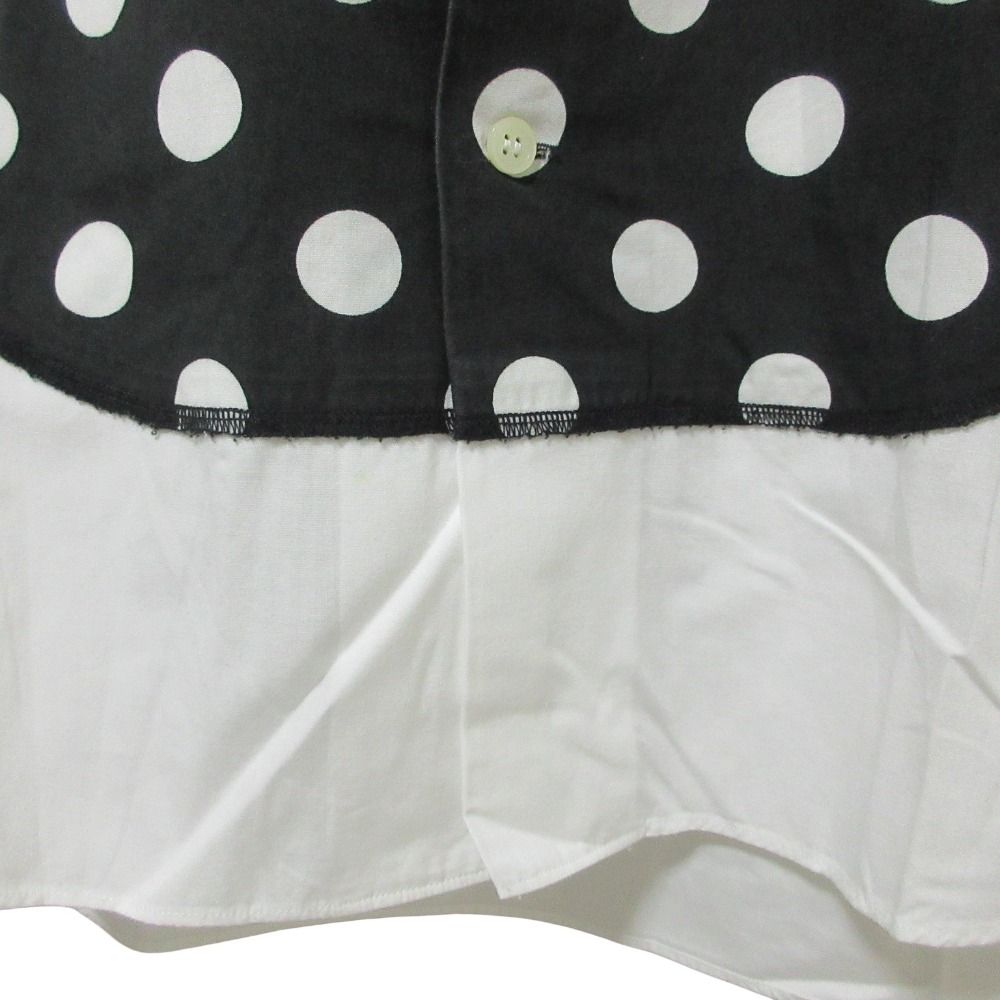良品 BLACK COMME des GARCONS ブラックコムデギャルソン ドット柄 長袖 ドッキングシャツ S ホワイト×ブラック レディース 古着 中古 BLACK COMME des GARCONS - 良品 BLACK COMME des GARCONS