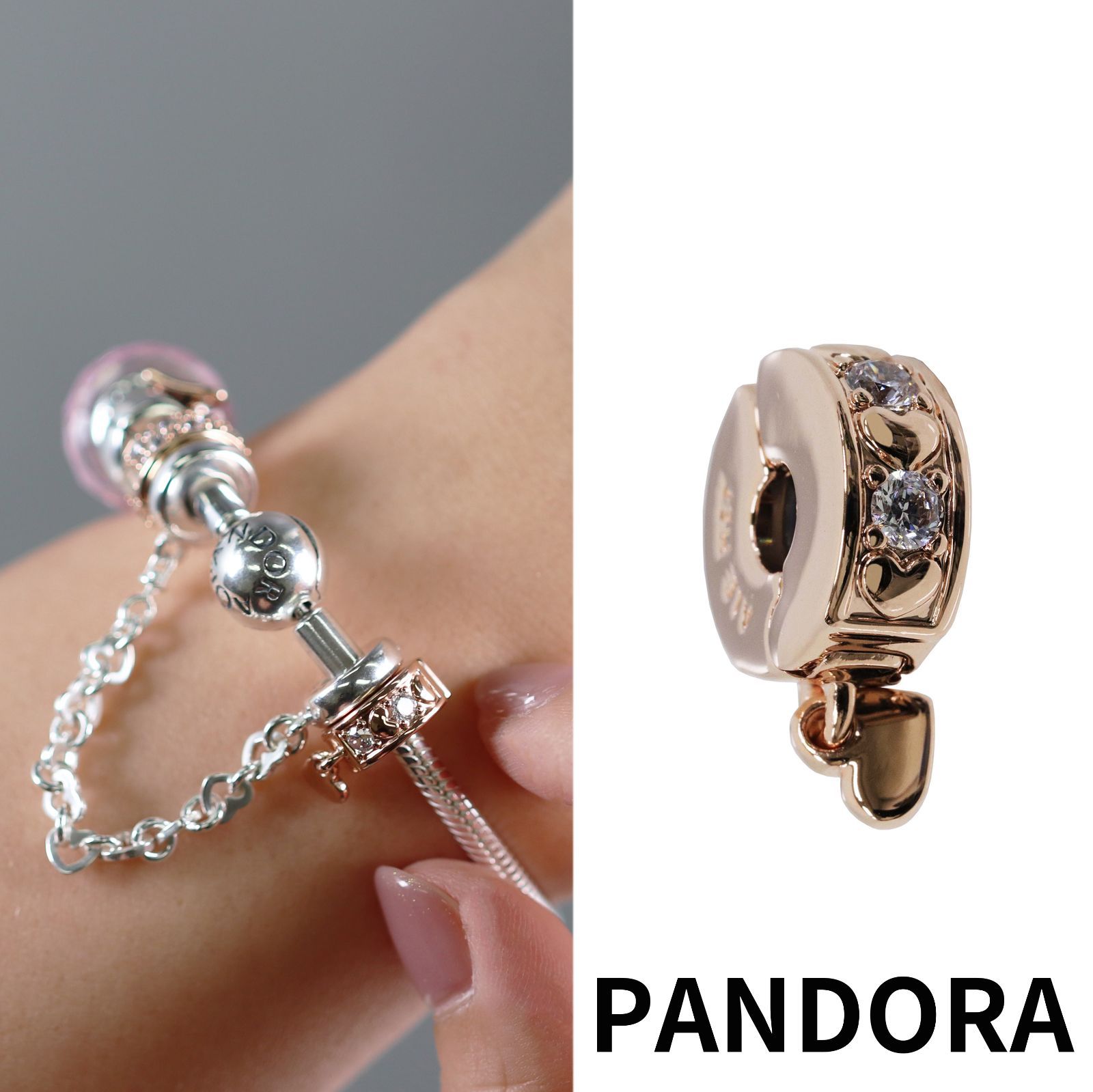 ☆【新品・正規品】ボックス・ショッパー付 PANDORA(パンドラ) ☆インフィニティ ハート スパークリング ダングリング クリップ チャーム☆ カスタマイズアクセ  ブレスレット ブランド アクセサリー 東京発送