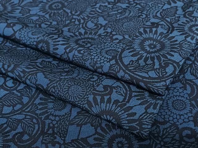 平和屋着物●本藍　型絵染　小紋　菊唐草文　正絹　逸品　AAAV7527zg 平和屋着物○本藍 型絵染 小紋 菊唐草文 正絹 逸品 AAAV7527zg