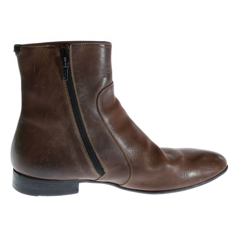 マルジェラ　margiela ブーツ40 ブラウン Maison Margiela 22 (メゾンマルジェラ) サイドジップ レザー
