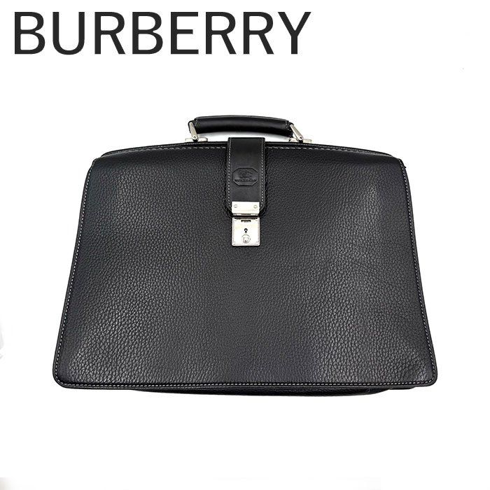 バーバリー BURBERRY ビジネスバッグ レザー ブリーフケース 内側チェック ブラック 黒