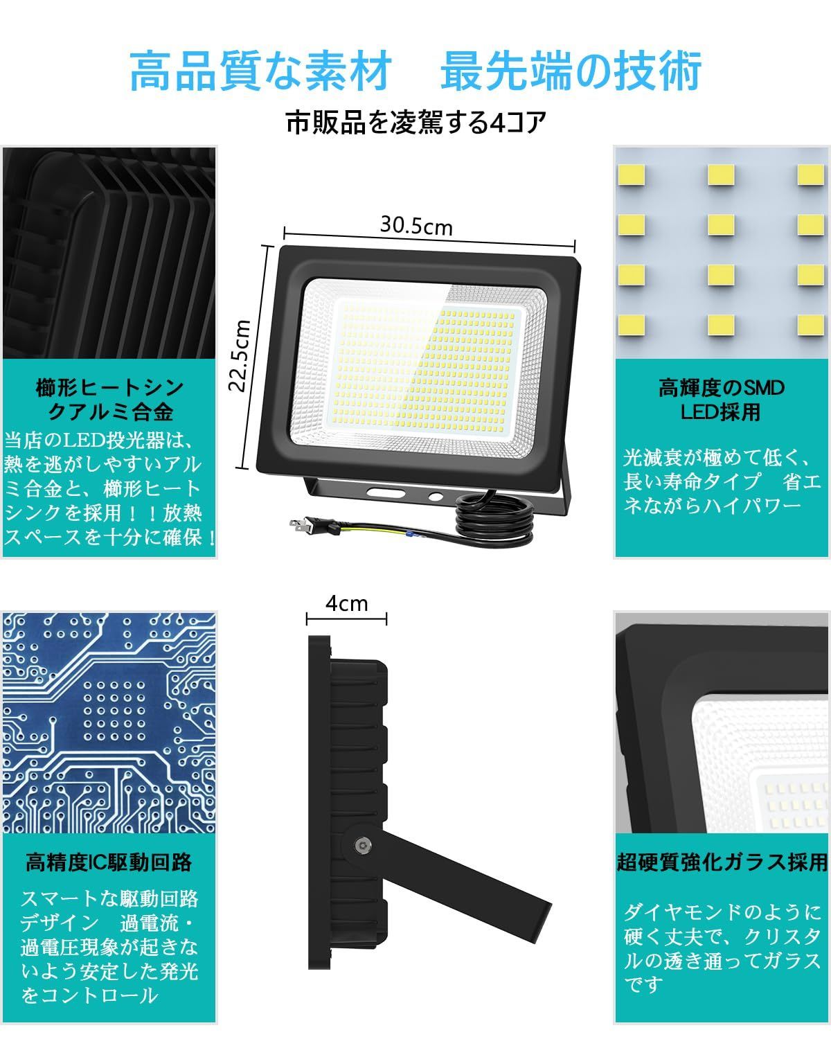 2個セット】MORSEN led投光器 LED作業灯 250w 3500w相当 35000LM