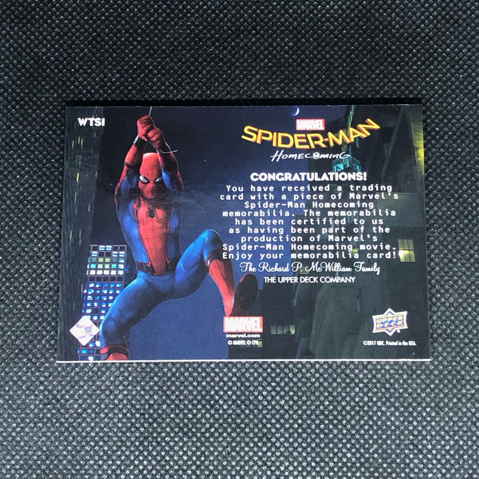 スパイダーマン ホームカミング 衣装カード 実使用 本物 貴重！ スパイダーマン ホームカミング 衣装カード Marvel #WTS1 - メルカリ