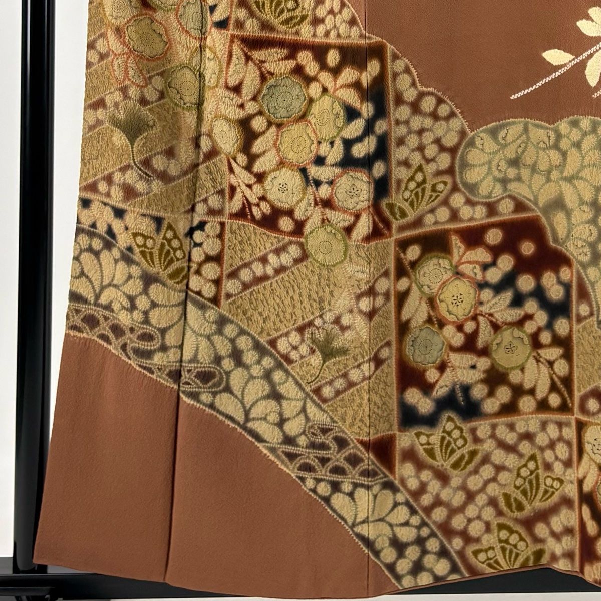 訪問着 身丈157cm 裄丈63.5cm S 袷 滝泰 落款 辻が花 蝶 絞り 茶色