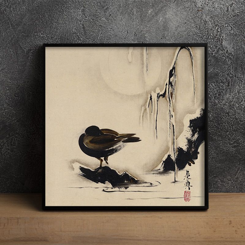 【真作】絵画　柴田一雄　日本画　早春　大正生まれの日展画家　共シール　V56 真作】絵画柴田一雄日本画早春大正生まれの日展画家共シールV56