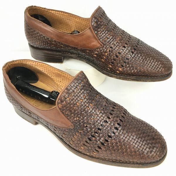 交換OK Paraboot|パラブーツ size26.0-26.5程度 春夏スリッポンシューズ モカシン|ローファー ダーク茶|BROWN メンズ|loafer shoes〕|men s 菅NO.WZF-161<sale>
