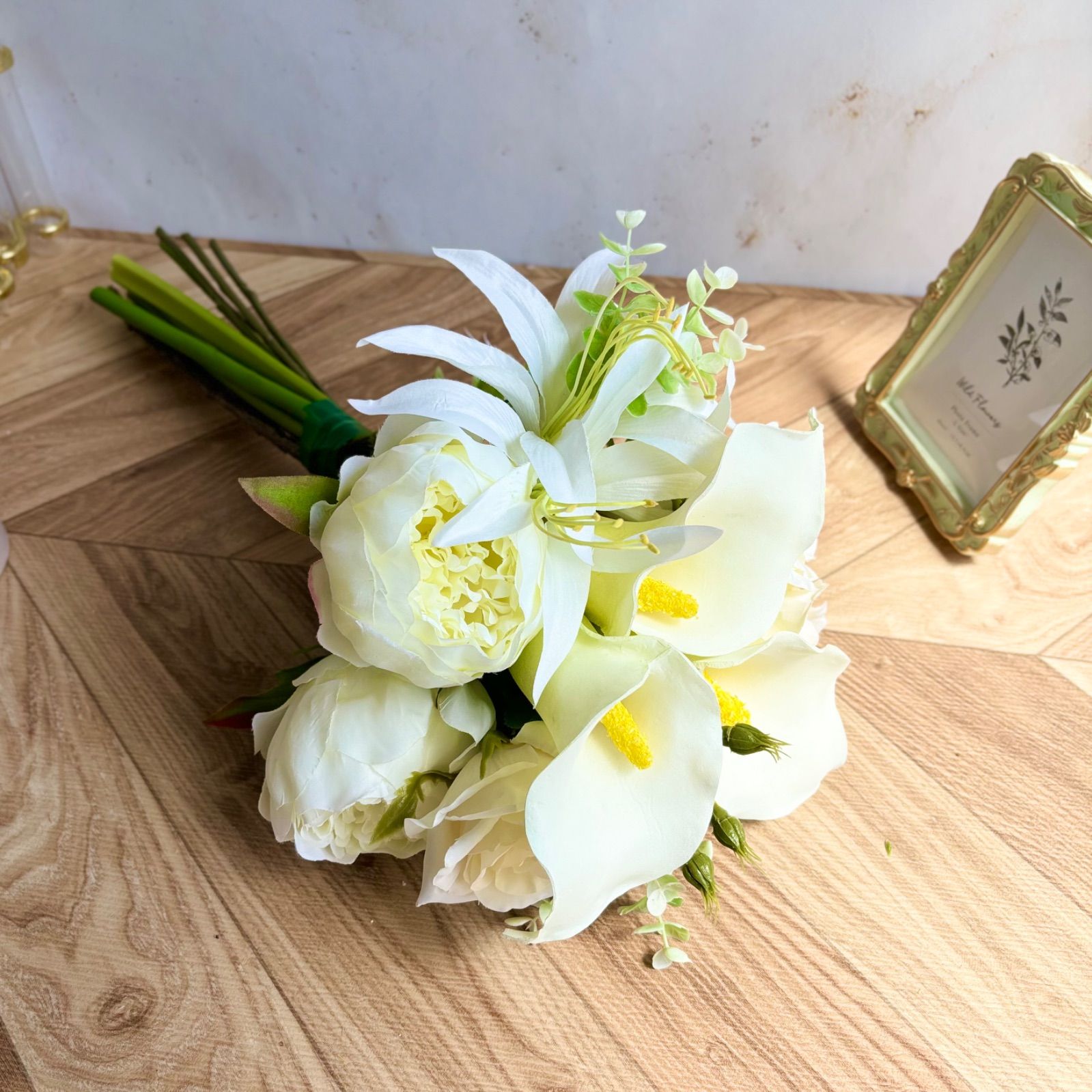 造花ブーケ カラーリリィのブーケ ウェディングブーケ 造花