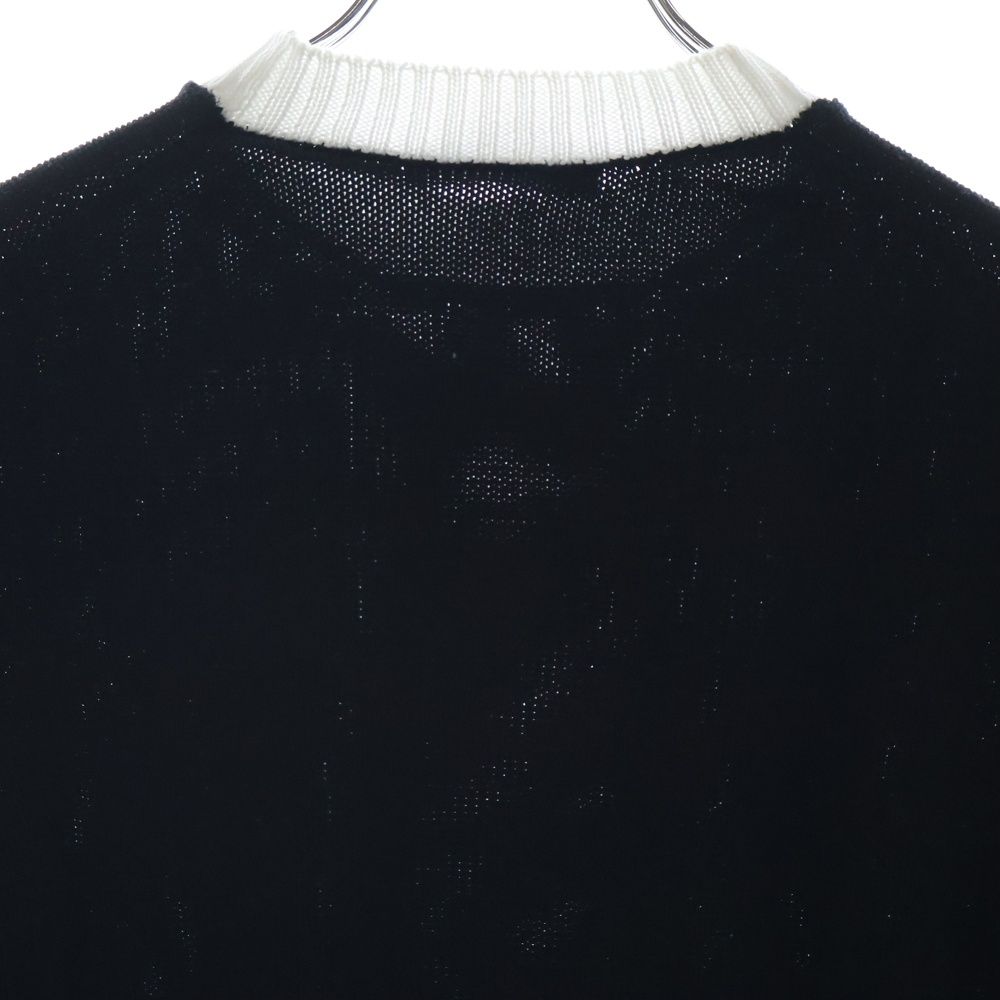PRADA プラダ ロゴ刺繍 クルーネックセーター ニット ブラック×ホワイト レディース P24I1R S212 1Z05 PRADA (プラダ) ロゴ刺繍 クルーネックセーター ニット ブラック