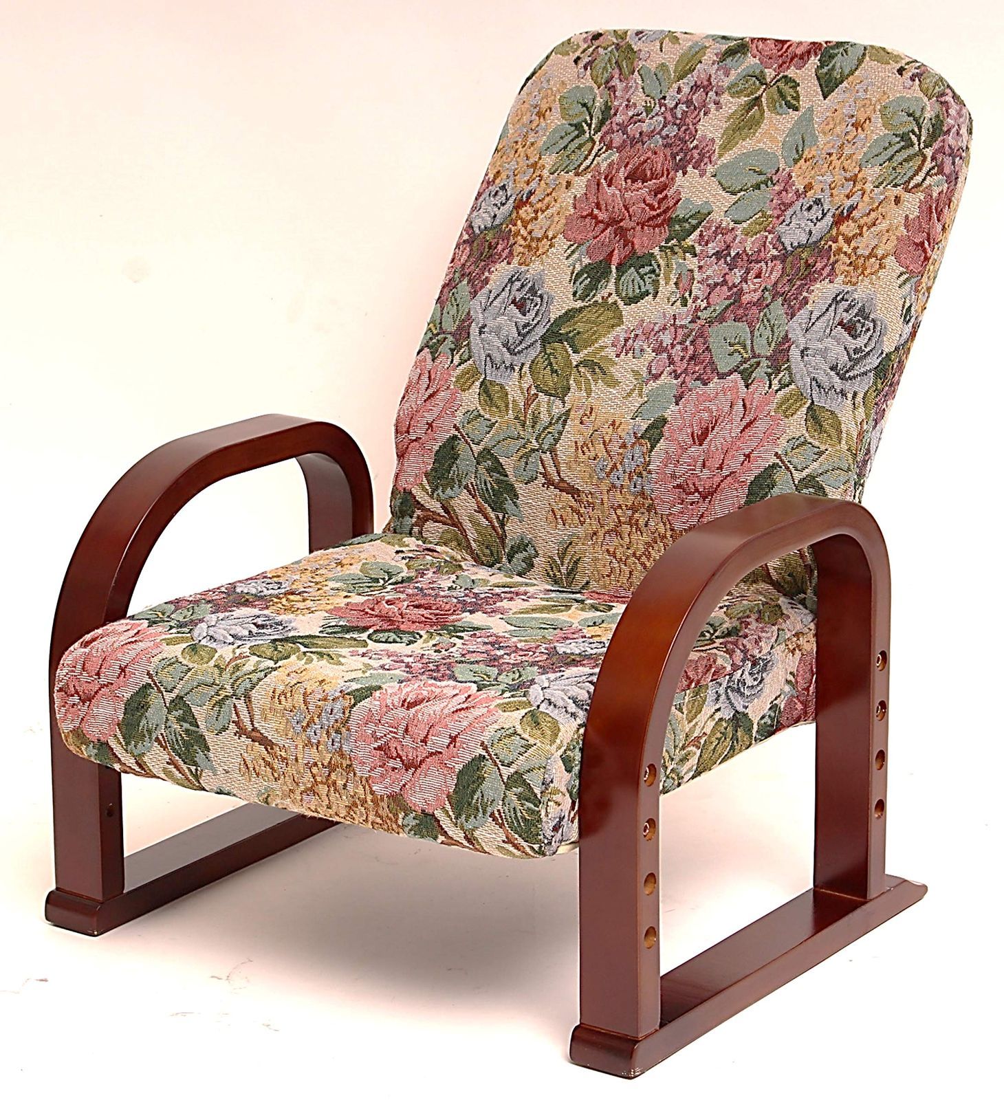 折りたたみ おりたたみ リクライニング 折り畳み 3段階調整 立ち座りサポート 高さ調整 正座椅子 花柄 ゴブラン 肘掛け ミドルタイプ 和室 幅55X奥行47～67X高さ63～71cm 洋室 立ち座りラクラク座椅子 座椅子 ビータ Vita