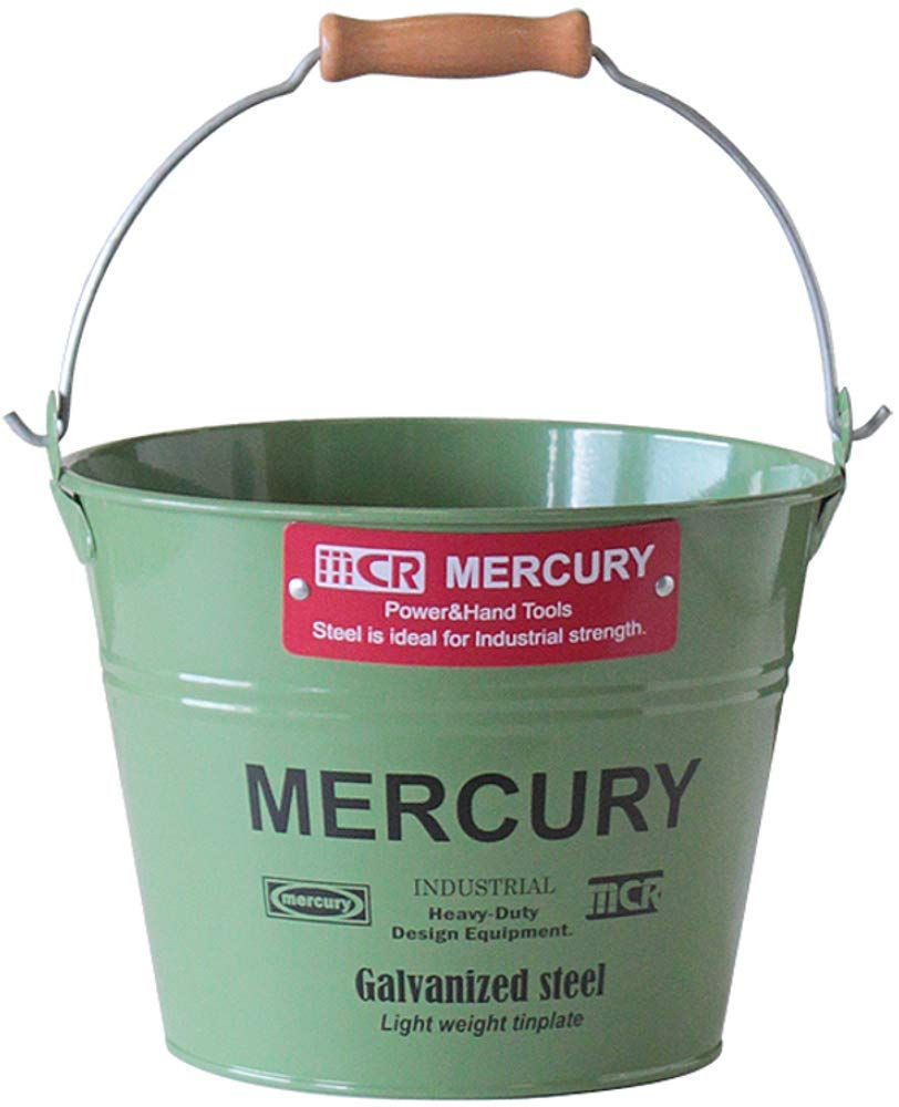 薪入れ アウトドア キャンプ カーキ 5 L スモール ブリキ 収納 掃除 バケツ インテリア マーキュリー