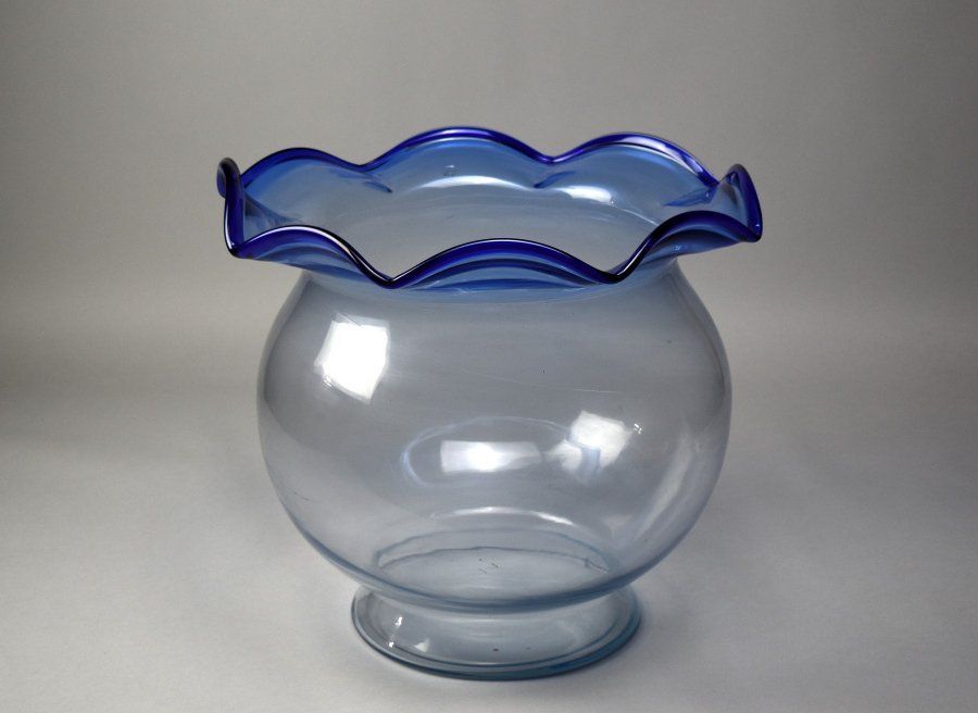 蔵C9154a レトロ 手吹ガラス 金魚鉢 超特大 高36ｃｍ