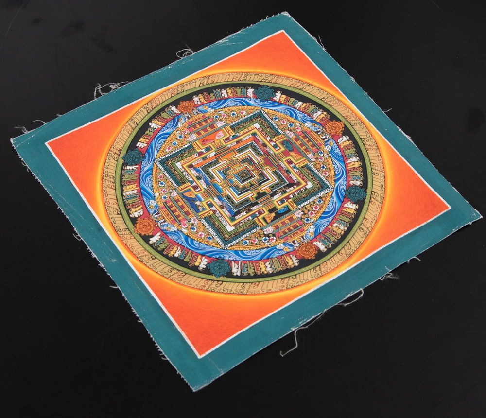 一点物〕タンカ - カーラチャクラマンダラ[25cm x 25cm] / 仏画 Thanka