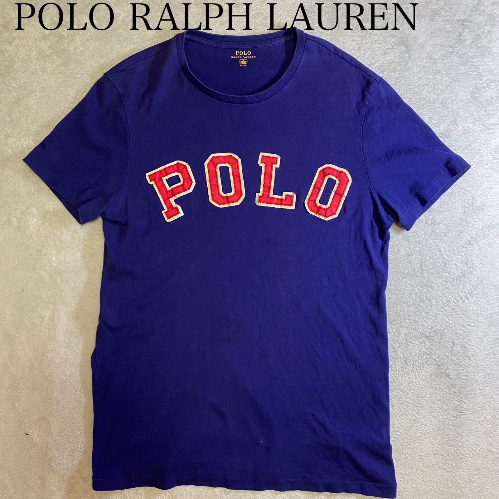 【POLO RALPH LAUREN】Tシャツ　「POLO」　ビッグロゴ　カットソー　半袖カットソー　アップリケ　刺繍　ワッペン　ポロラルフローレン　シングルステッチ