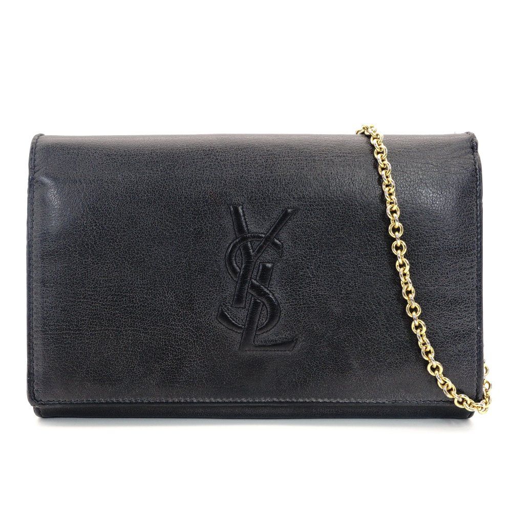イヴサンローラン Yves Saint Laurent ヴェルジュール チェーン ショルダーバッグ ブラック 黒 レザー ゴールド金具 YSL ロゴ 7-9-126