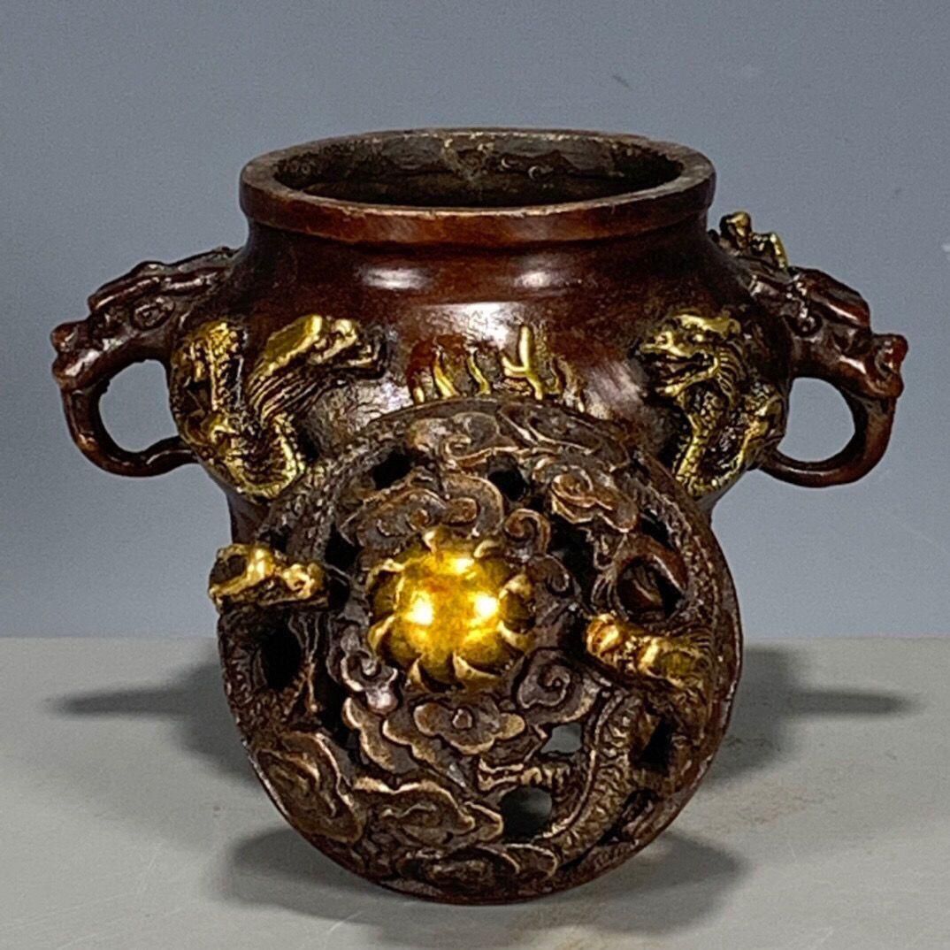 瑞獣三足両耳香炉 磁器香炉 香具 仏具 工芸品 装飾品 美術品 置物 銅器 香炉 瑞獣三足九龍鼎薫香炉 風水 開運 工芸品 美術品 置物