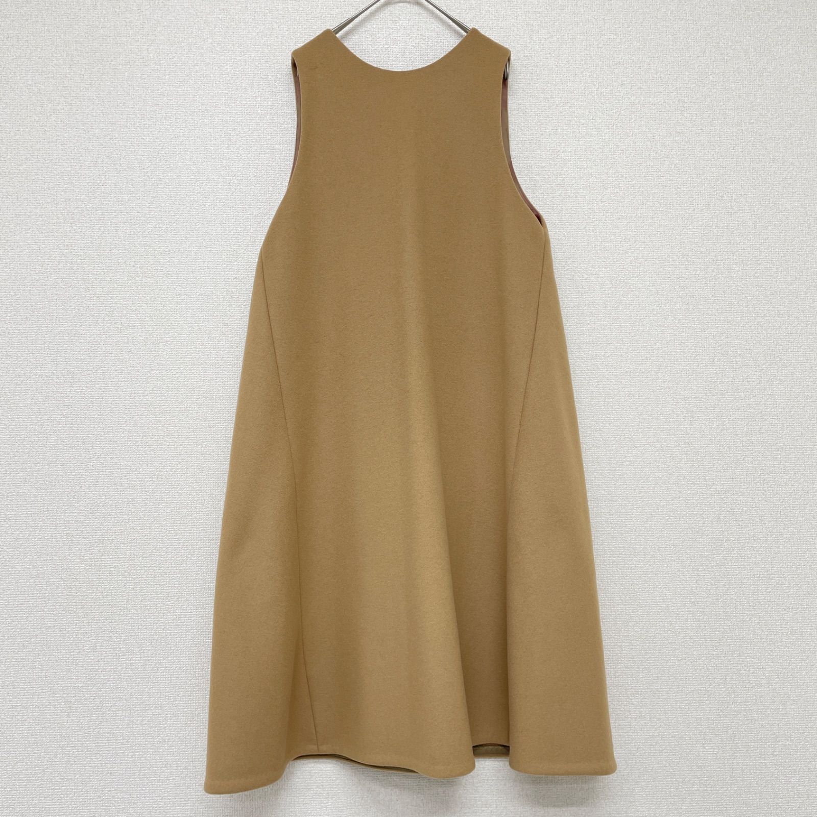 TOMORROWLAND collection トゥモローランド ノースリーブワンピース ロング ノースリーブ フ ウール ベージュ レディース 36