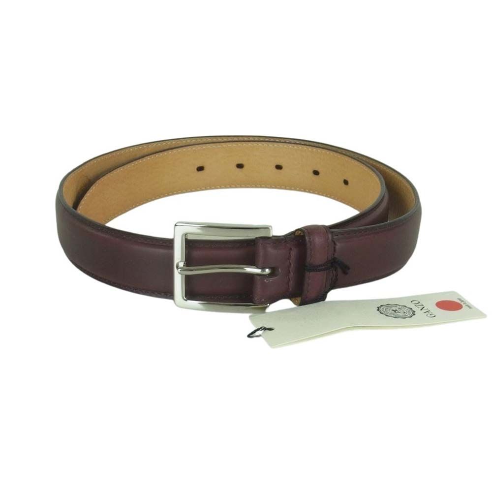 GANZO ブラウンレザーベルト ganzo BRIDLE ベルト（フェザー） ダーク
