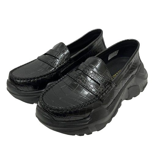 ほぼ未使用)AKIKOAOKI 黒クロコダイルローファー