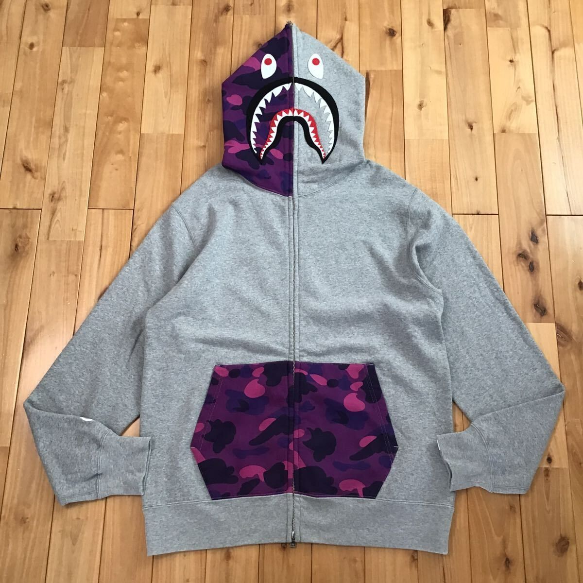 ☆2XL☆ Purple camo グレー シャーク パーカー shark full zip hoodie a bathing ape BAPE  エイプ ベイプ アベイシングエイプ XXL - メルカリ