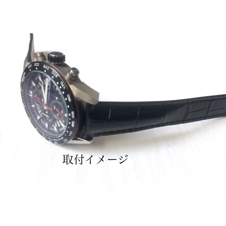 Tag Heuer ブラックレザーベルト 22mm 腕時計 レザー 革ベルト ブラック 黒 【対応】タグホイヤー TAG