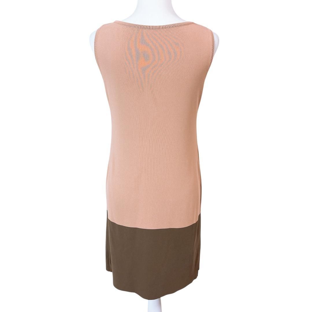 【美品】FOXEY フォクシー　バイカラー　ノースリーブ　ひざ丈ワンピース　40 美品】FOXEY フォクシー バイカラー ノースリーブ ひざ丈ワンピース 40