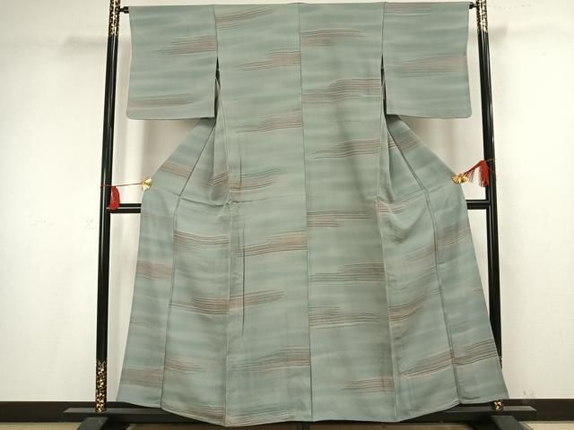 平和屋着物▽訪問着　単衣　紬地　横縞　正絹　逸品　AAAW7794fy 平和屋着物▽訪問着 単衣 紬地 横縞 正絹 逸品 AAAW7794fy