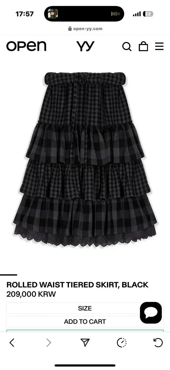 open yy rolled waist tiered skirt オープンワイワイ