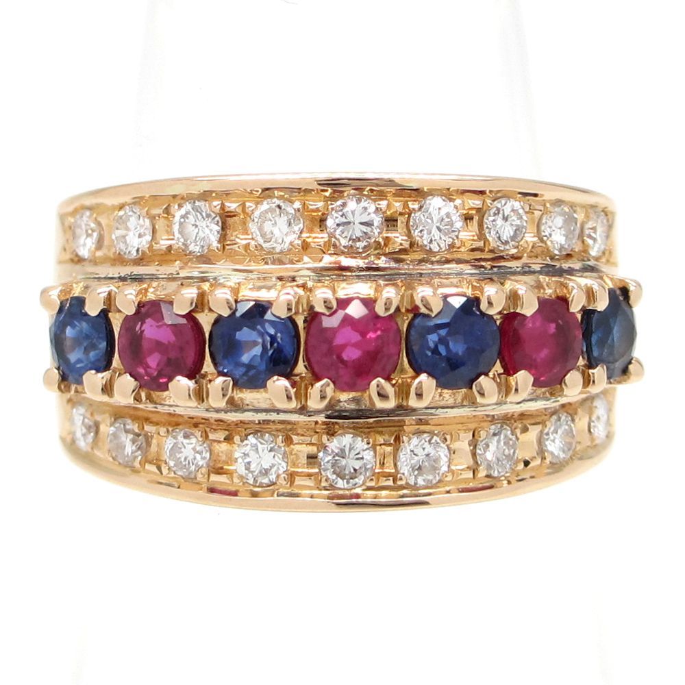 K18YG イエローゴールド ルビー 0.44ct サファイア 0.55ct  