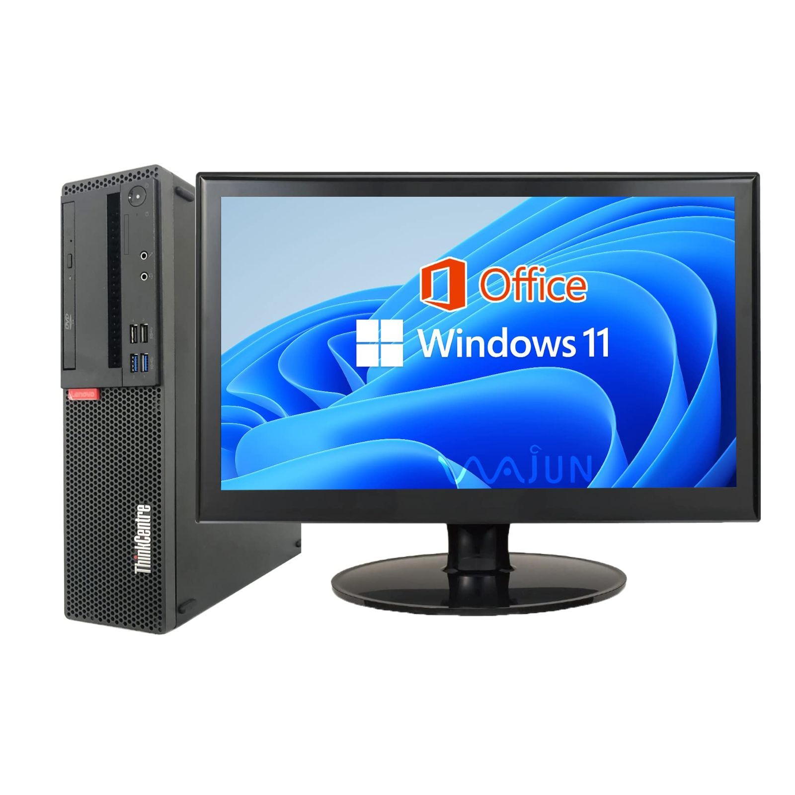 【在庫セール】Hu0026B 2019/Core Office i5-7500/wajunのWIFI/Bluetooth/DVD-RW/16GB/256GB Pro/MS 11 SSD M710S/24型液晶セット/Win デスクトップPC (整備済み品) レノボ
