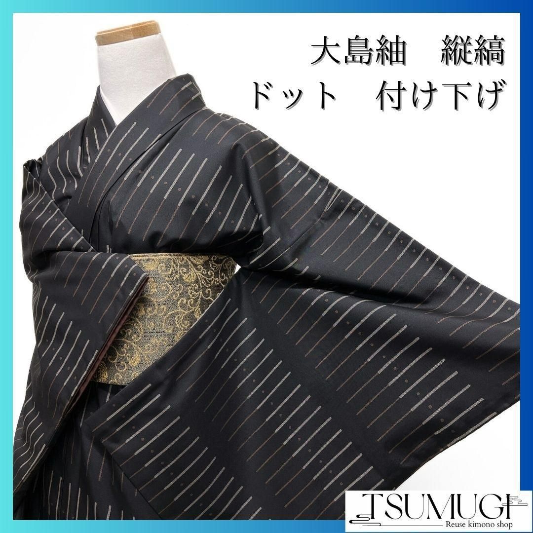 大島紬 縦縞 ドット 抽象模様 付け下げ 着物 105a p - メルカリ 大島紬 縦縞 ドット 抽象模様 付け下げ 着物 105a p - メルカリ