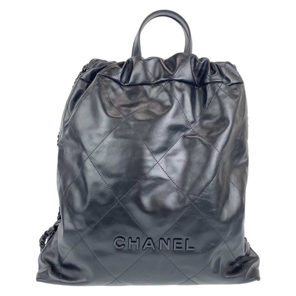 超美品 CHANEL シャネル シャネル 22 ブラック 黒 シルバー金具 レザー