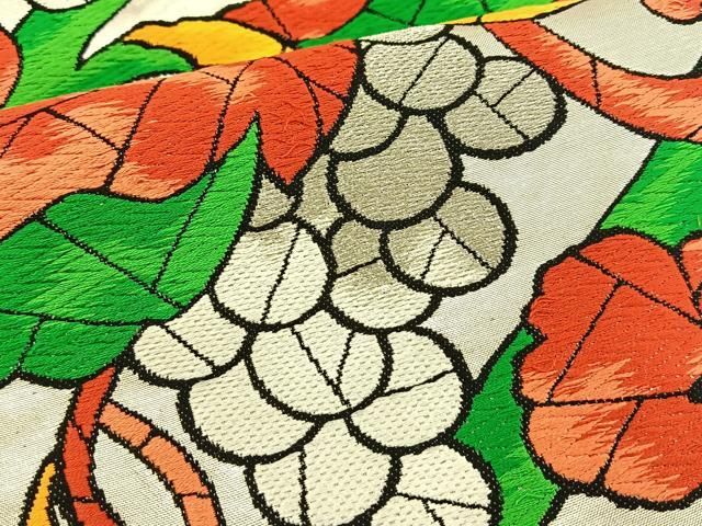 袋帯　格子　金糸　葡萄　リーフ　蔦　着物　104a d 袋帯 格子 金糸 葡萄 リーフ 蔦 着物 104a d - メルカリ