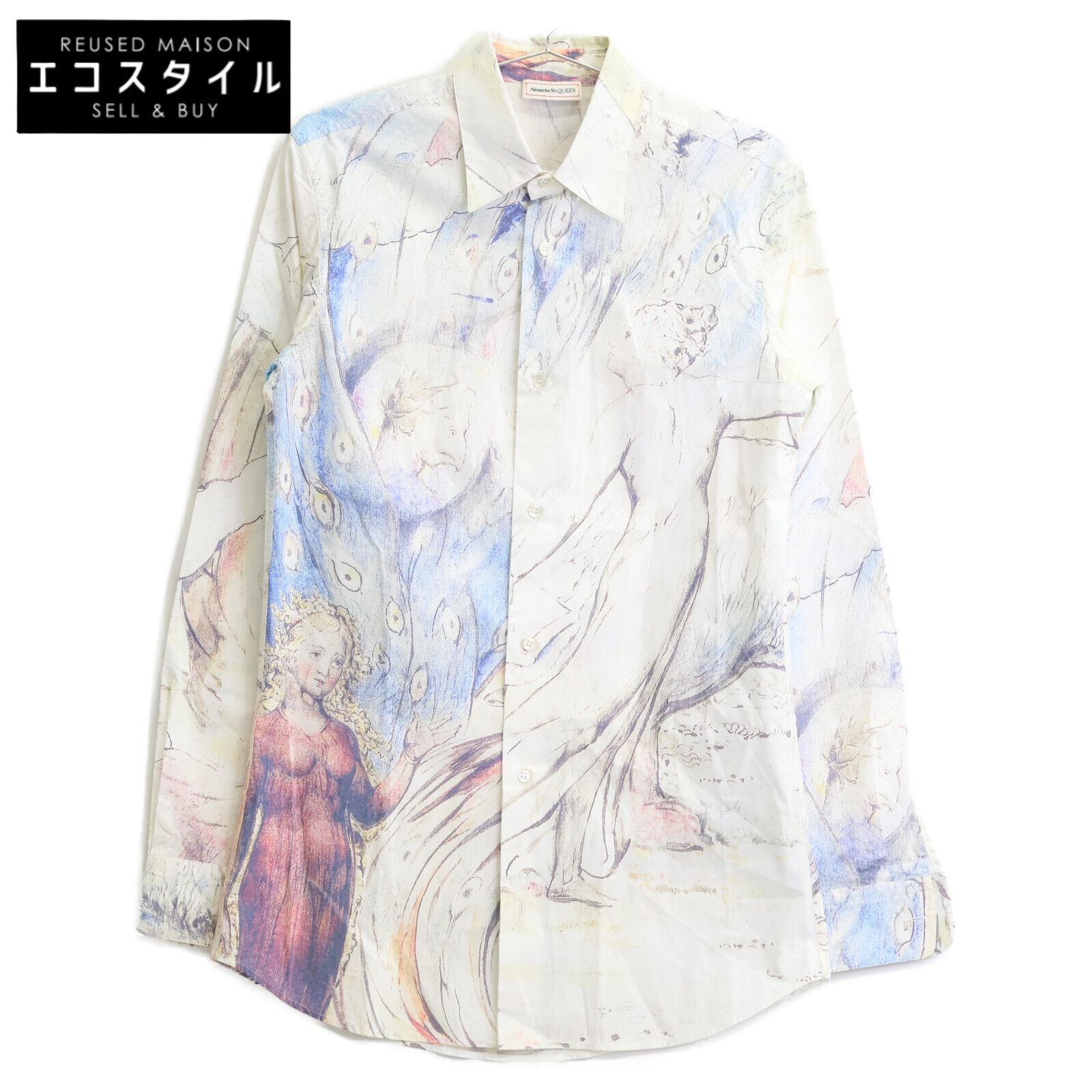 Alexander McQueen アレキサンダーマックイーン ホワイト 総柄シャツ 687530 14＋