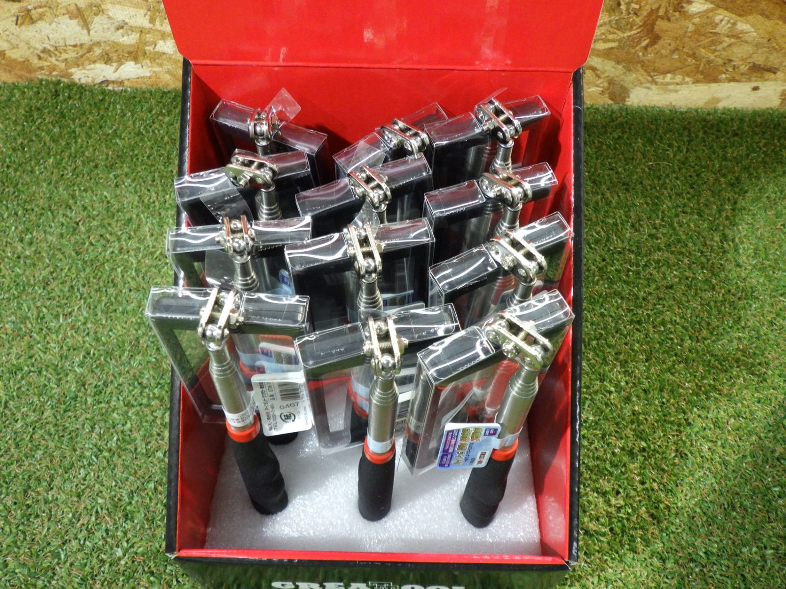 引き取り 1箱12本入り グッドツール GREATTOOL 伸縮式点検鏡 角型ライト付 GTIM-31 工具 ハンドツール