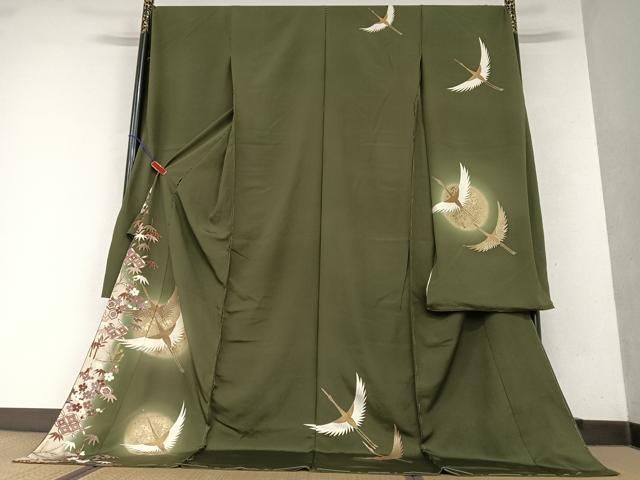 平和屋着物●豪華振袖　松竹梅飛鶴文　暈し染め　金彩　仮絵羽　逸品　未使用　AAAY0117zg 平和屋着物○豪華振袖 松竹梅飛鶴文 暈し染め 金彩 仮絵羽 逸品 未使用