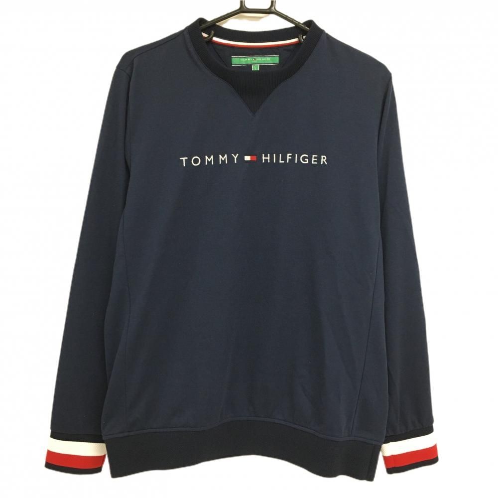 【超美品】トミーヒルフィガー 長袖Tシャツ ネイビー ロゴ刺しゅう  メンズ L ゴルフウェア Tommy Hilfiger Golf